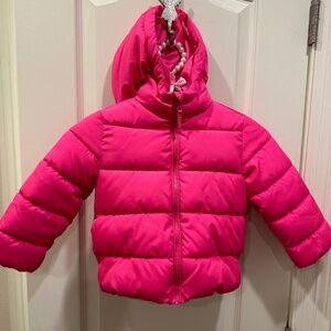 Pink Toddler 3T Puffer Pink Jacket with Hoodie